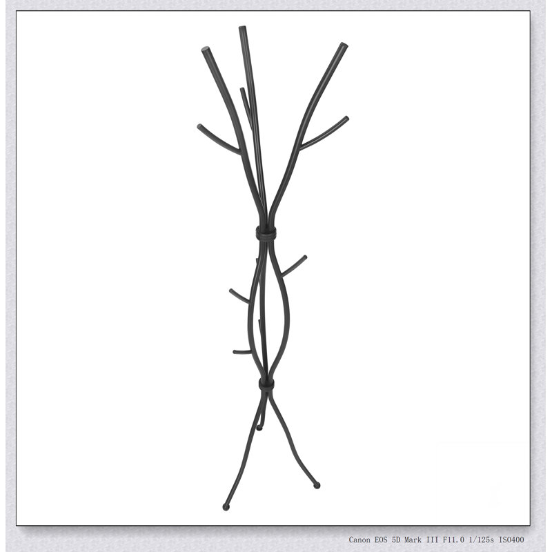 Contemporary Free Standing Coat Rack with 11 Hooks, Ideal for Entryways and Bedrooms, Metal Hall Tree, Black