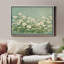 «White Daisy Meadow» sur fond vert doux, reproduction d'art encadrée-396812505-396812510