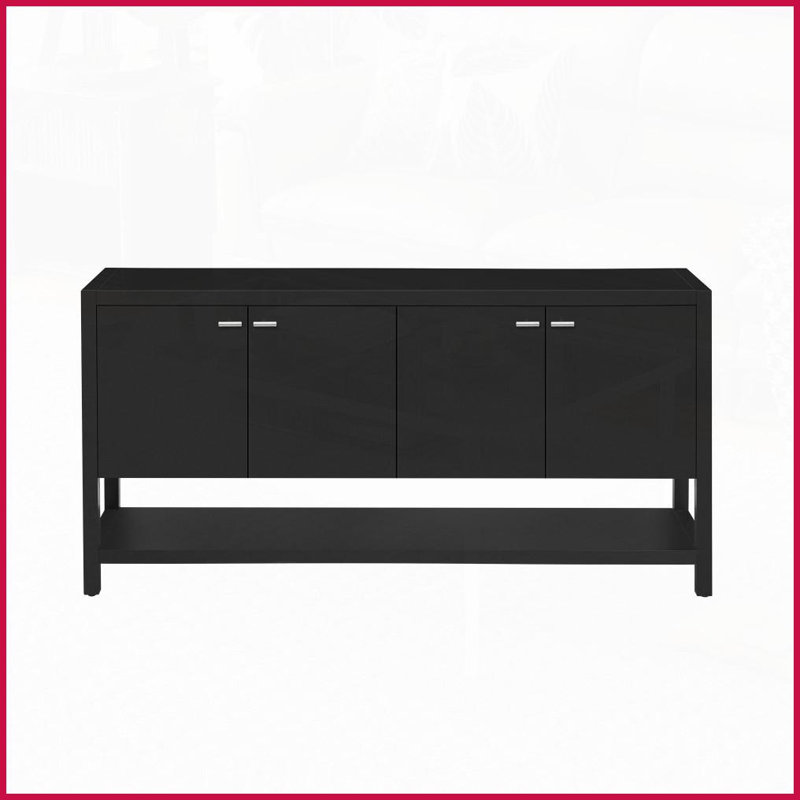 Table basse en U en MDF pour le salon et amp; Étude, rangement spacieux à 4 portes et amp; Assemblage facile, Noir