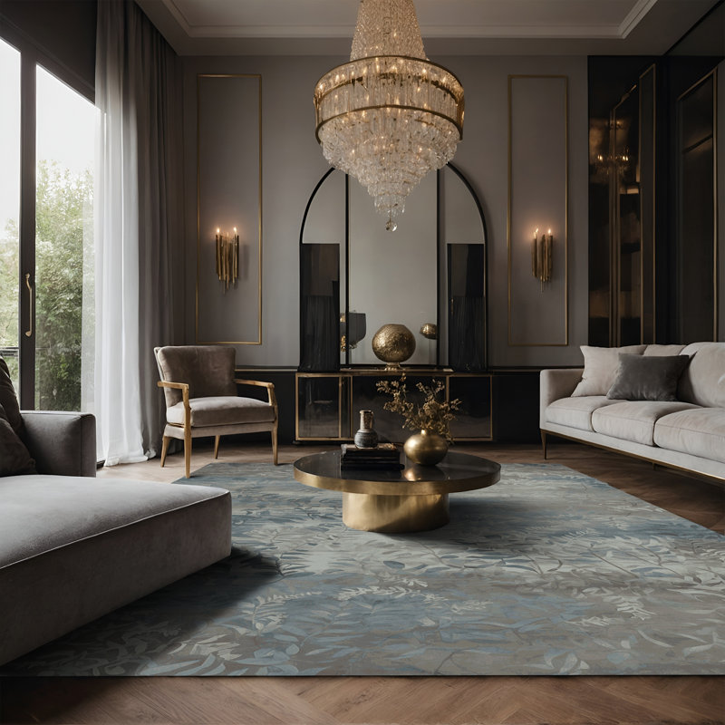 Tapis gris soyeux et moelleux, Rectangle 5 pi x 7 pi