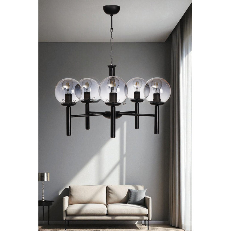 Lustre, 5 lumières, Gris / Noir, H 29,48 po x l 5,9 po x P 5,9 po