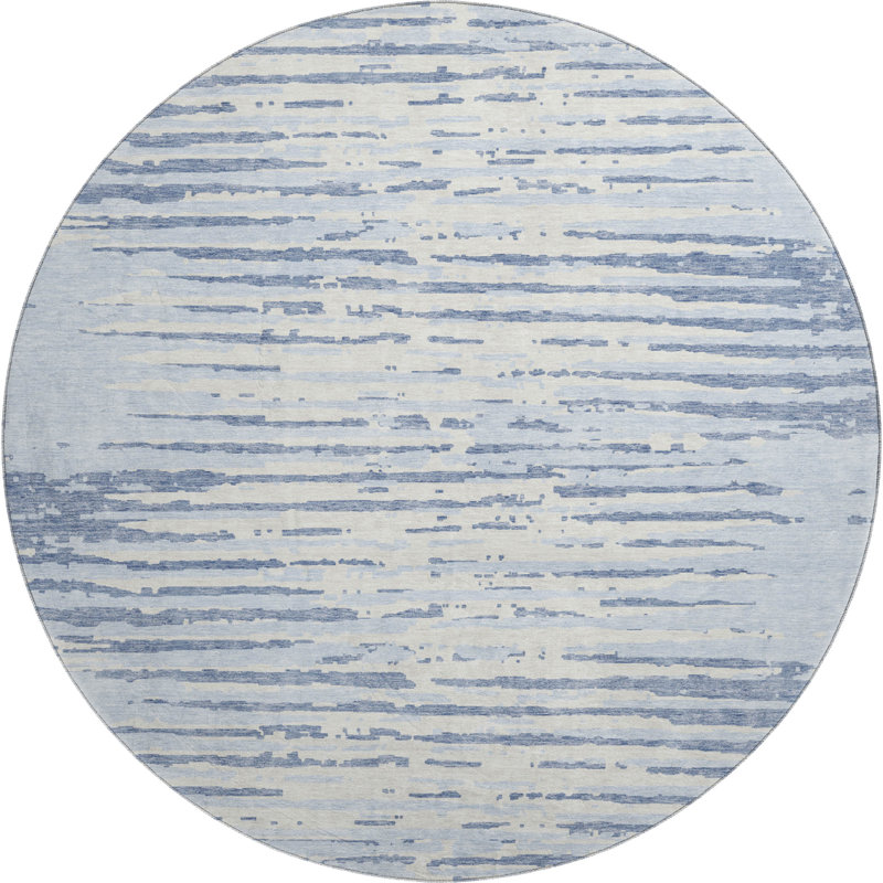 Premium Machine Washable Prisco Sky Rug, Round 8'