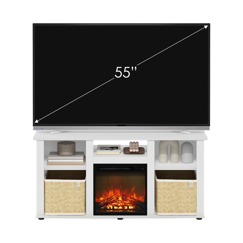 Solid White 47'' Media Console with Electric Fireplace