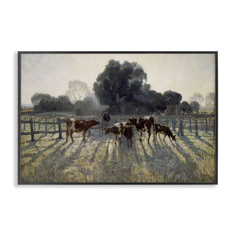«Elioth Gruner Morning Cows», estampe numérique, conception par Arlington Prints, H 12 po x l 18 po