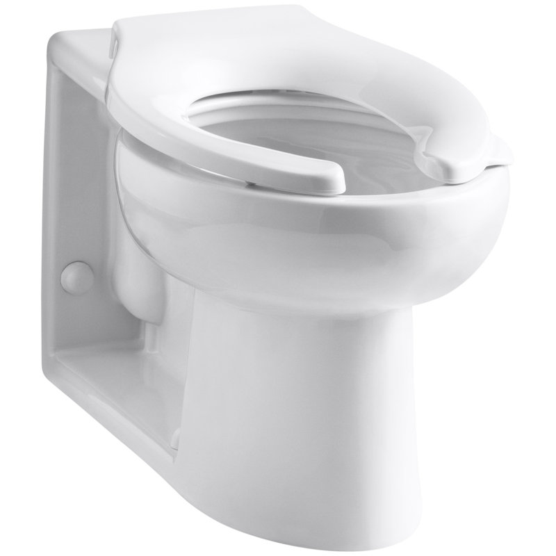 Anglesey Floor-Mounted Wall-Outlet 1.6 GPF Flushometer Valve Elongated Bowl with Rear Inlet, White