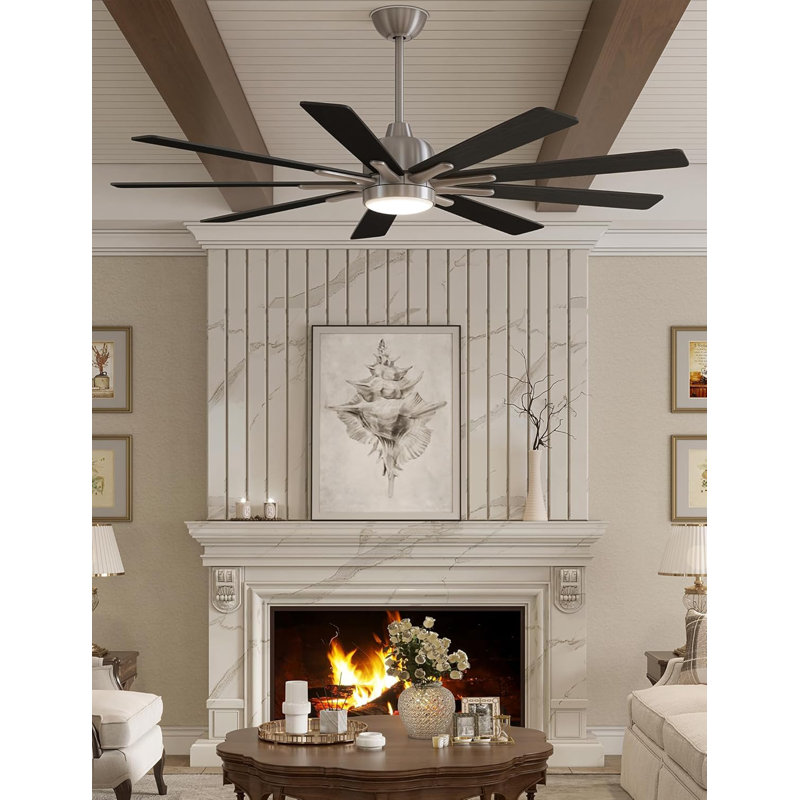 Ceiling Fans With Lights And Remote Control, 62-Inch, Reversible Silent DC Motor, 6 Speeds, 3 Color Dimmable LED Light, Timer, Nickel, 9-Blades