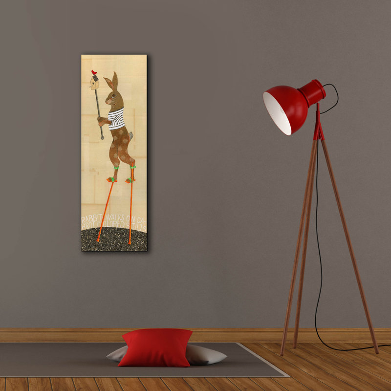 «Rabbit On Stilts» par Judy Verhoeven, art mural sur toile, H 36 po x l 12 po