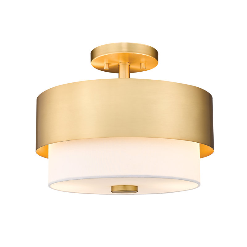 Tilden Fabric Semi Flush Mount, Modern Gold