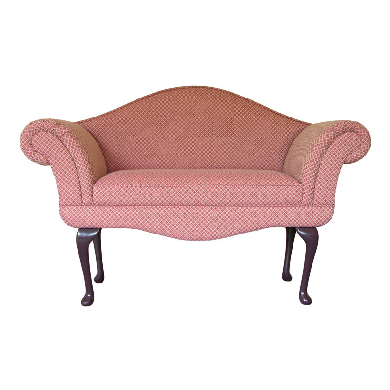 Buddy Fabric Upholstered Bench, Light Oak, Morello Terracotta Pattern