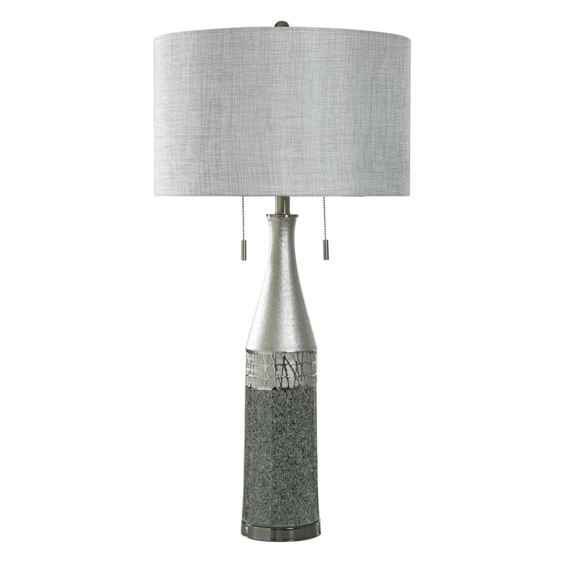 Compass Silver - Lampe de table en céramique - Abat-jour argenté