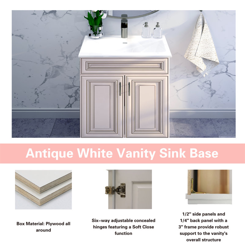 36'' Single Bathroom Vanity Sink Base Cabinet in Antique White