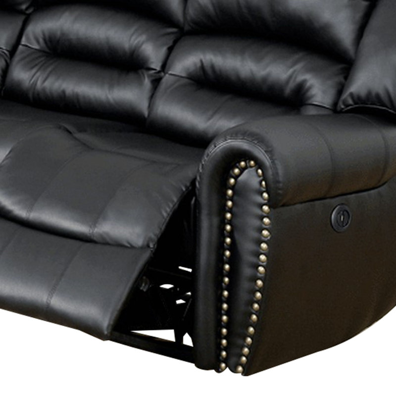 Canapé modulaire en cuir inclinable Gurseerit, Similicuir noir