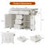 Rolling Wood Kitchen Island With Faux Marble, Storage Cart With Drop Leaf & Power Outlet For Kitchen, Dining Room-1340739885