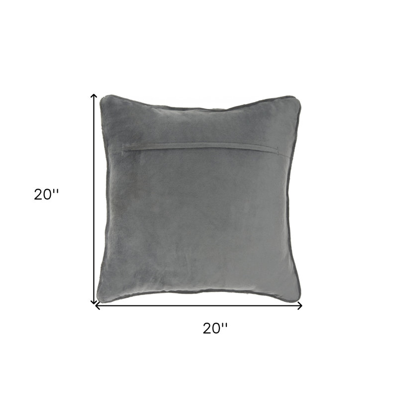 Dark Gray Velvet Embroidered Square Pillow Set