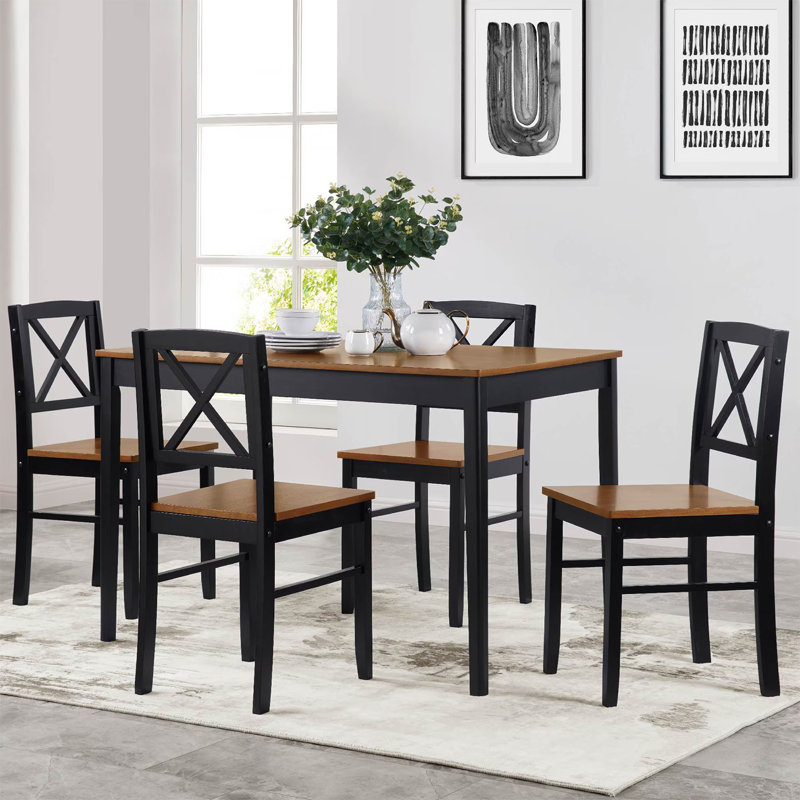 4 - Person Rectangular Solid Wood Top Dining Set