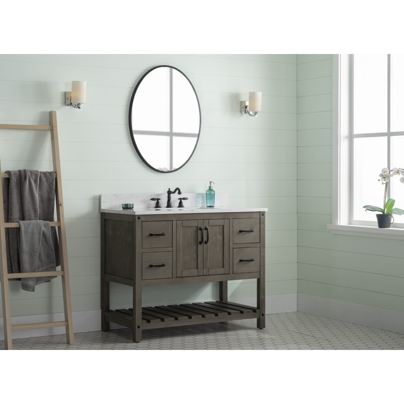Ensemble de meuble-lavabo simple 42 po Radstock, Gris antique, Blanc de Carrare