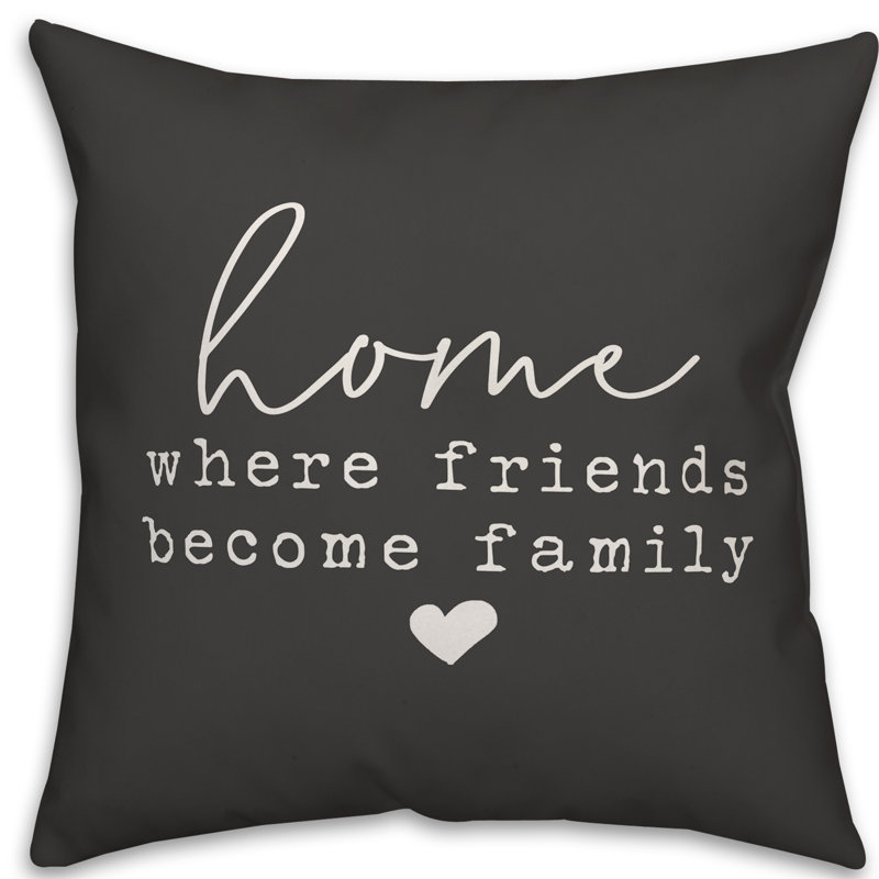 Textual Outdoor Throw Pillow, Charcoal/White, 20" H x 20" W