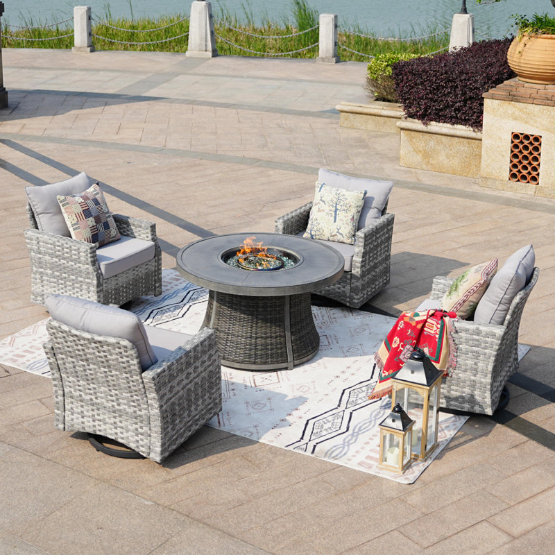Ensemble de conversation pour 4 personnes avec coussins Oldaker