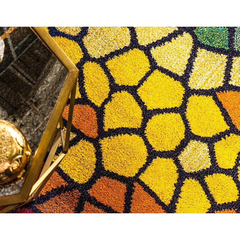 Jesusa Washable Geometric Indoor Rug, Rectangle 9' x 12'