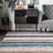 Striped Handmade Tufted Blue Area Rug-204295925