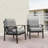 Set of 2 Modern Metal Armchairs with Gray Cushions (Khaki Frame)-2136517109-2136517110
