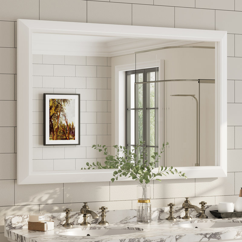Miroir mural Amara, Blanc mat, 48 po x 32 po