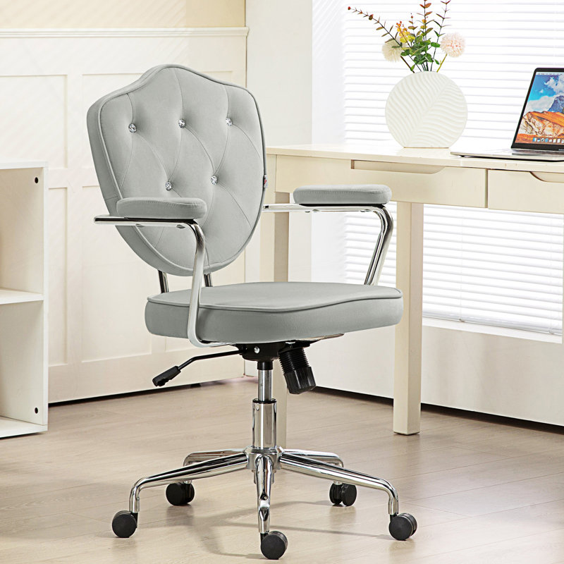 Mignon fauteuil de bureau personnel, fauteuil de bureau d'ordinateur, fauteuil de coiffeuse pivotant, Velours