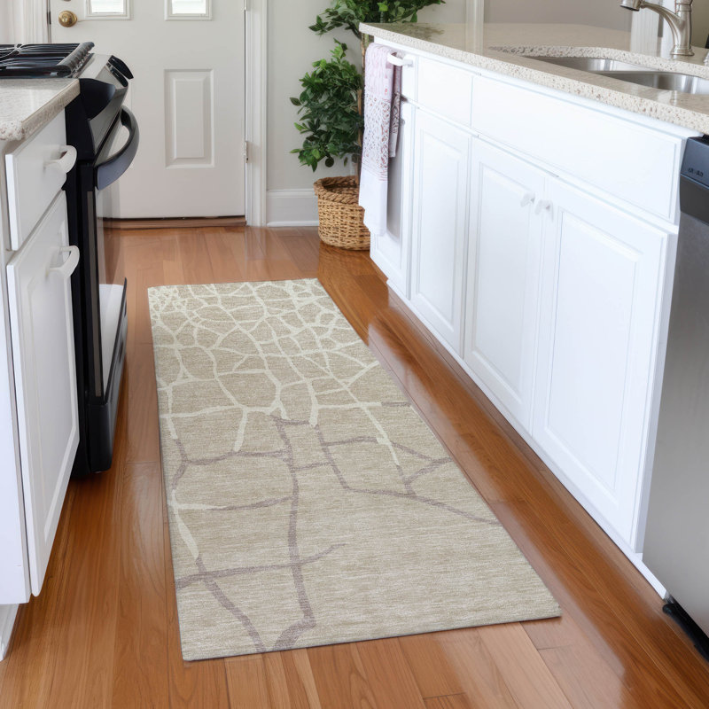 Premium Machine Washable Cossette AMF1049 Squares Rug, Tapis de couloir 2 pi 3 po x 7 pi 6 po