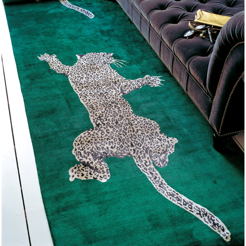 Diane Von Furstenberg Climbing Leopard Emerald Area Rug, Rectangle 9' x 12'