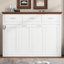 Lit escamotable simple avec 3 tiroirs et tablette ouverte, lit escamotable mural peu encombrant, blanc