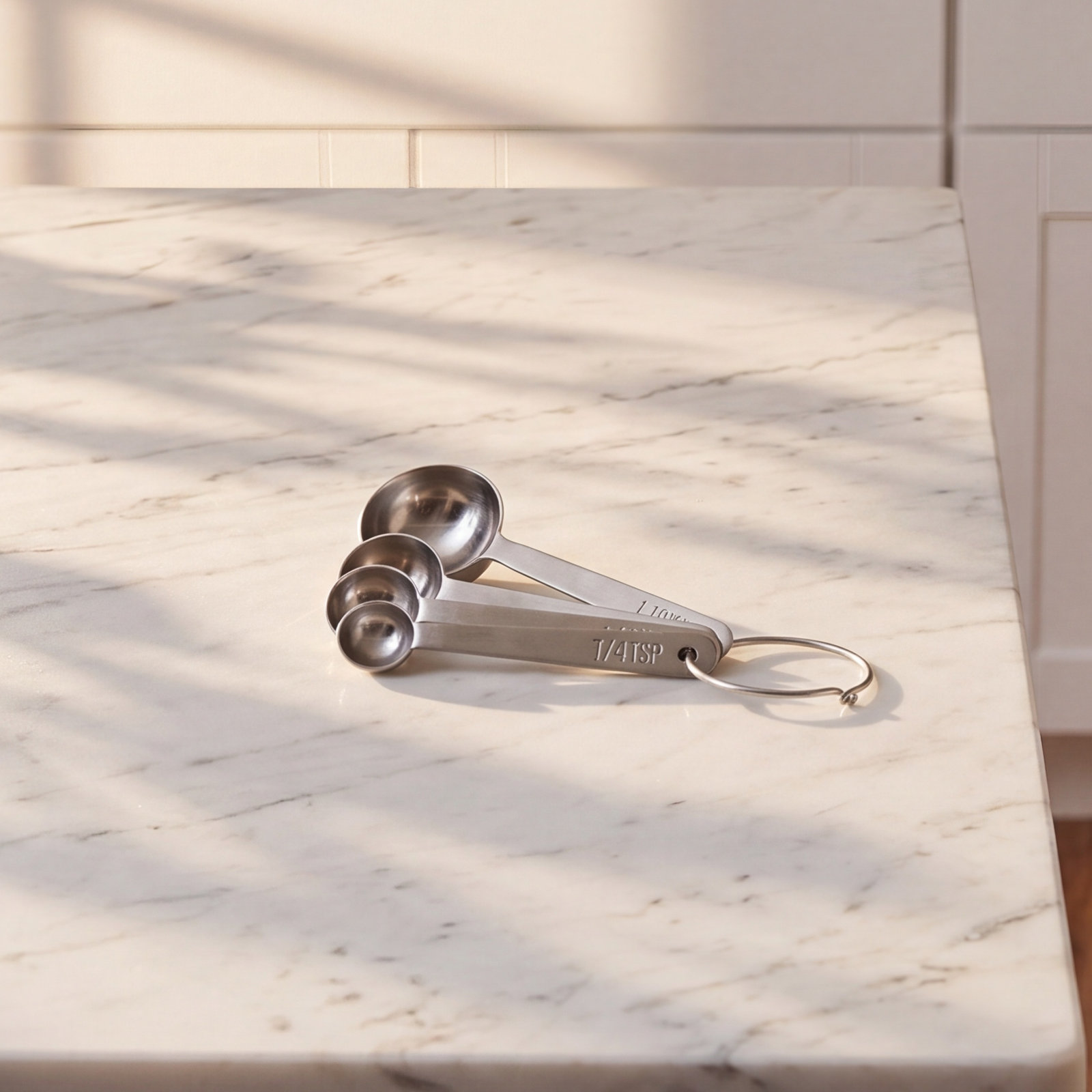 Stowe Measuring Spoon Set, Brushed Silver