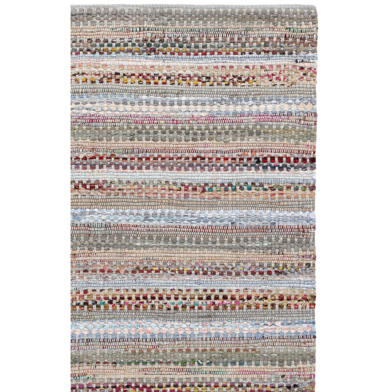 Vesey Hand Woven Cotton Striped Rug, Square 6'