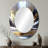 Gold Sturdy Guardians Accented With Grey II - Modern Oval Wall Mirror-2114656488