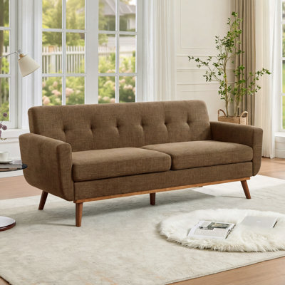 Cattaleya 78" Mid Century Modern Linen Upholstered Square Arms Sofa