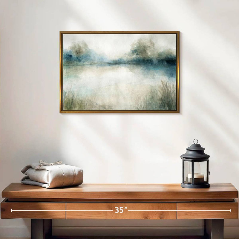 Still Still Waters I, 19 po x 13 po, Cadre flottant doré