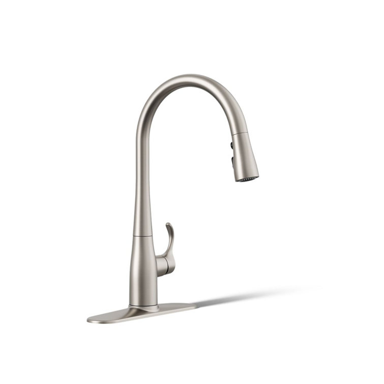 Kohler Simplice Single Handle Pull Down Kitchen Sink Faucet with Three-Function Pull Down Sprayer