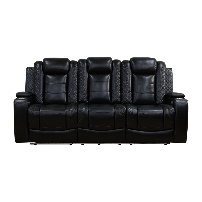 Henry Electric Breathing Leather Recliner Sofa, Black