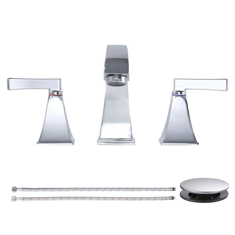 8 In. Widespread Double Handle Bathroom Faucet With Pop-Up Drain, Polished Chrome