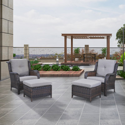 Deb Wicker Patio Chairs with Cushions