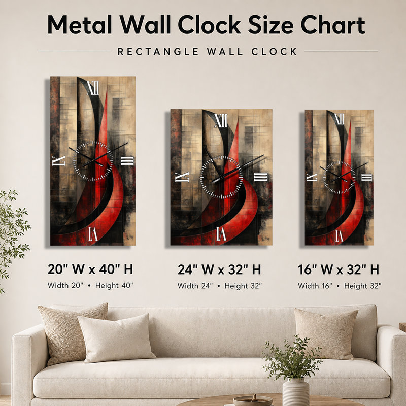 Tour du Nouvel Âge II - Horloge murale Art déco, H 32 po x l 16 po - Rectangle