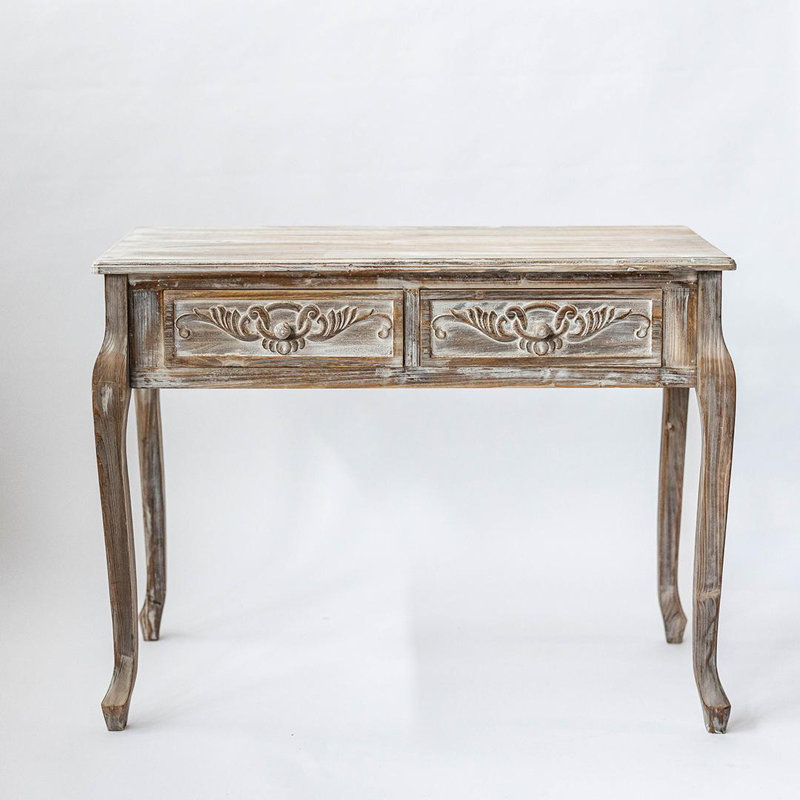 Table d'appoint rectangulaire d'aspect antique blanc délavé