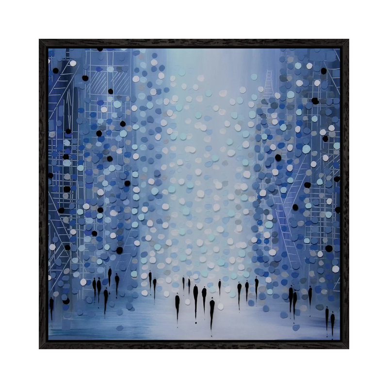 City In Blue by Ekaterina Ermilkina - Print on Canvas, 66.04 cm H x 66.04 cm W, Black Framed