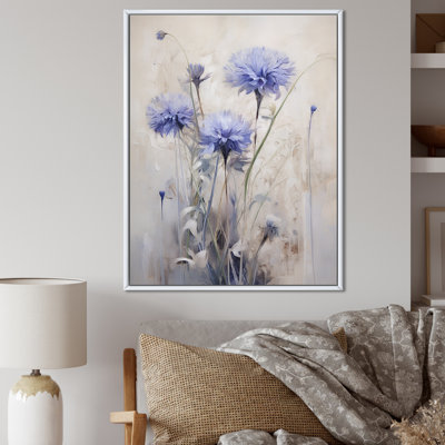 Minimal beige et mauve sur fond bleu, impression sur toile