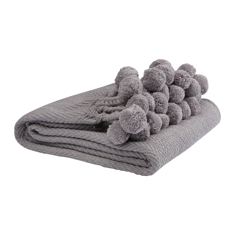  Jeté 100% coton Pom Pom, Graphite