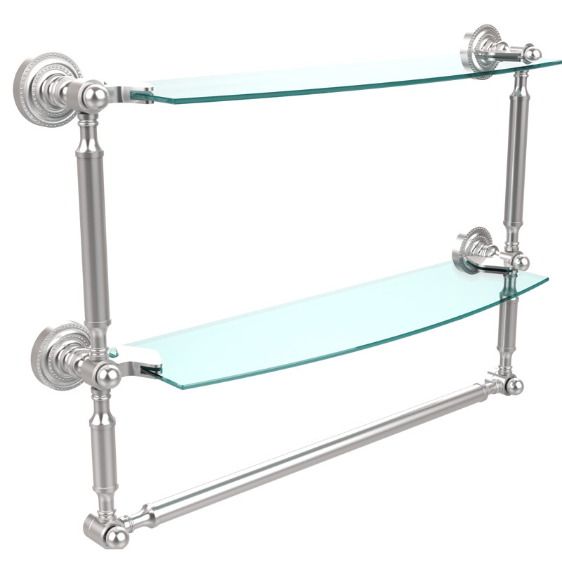 Marchmont 2 Piece Tiered Shelf with Towel Bar, 15" H x 22" W x 6.1" D, Satin Chrome