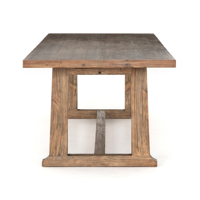 Otto Pine Wood Dining Table, Waxed Pine, 30" H x 39.25" W x 110" L
