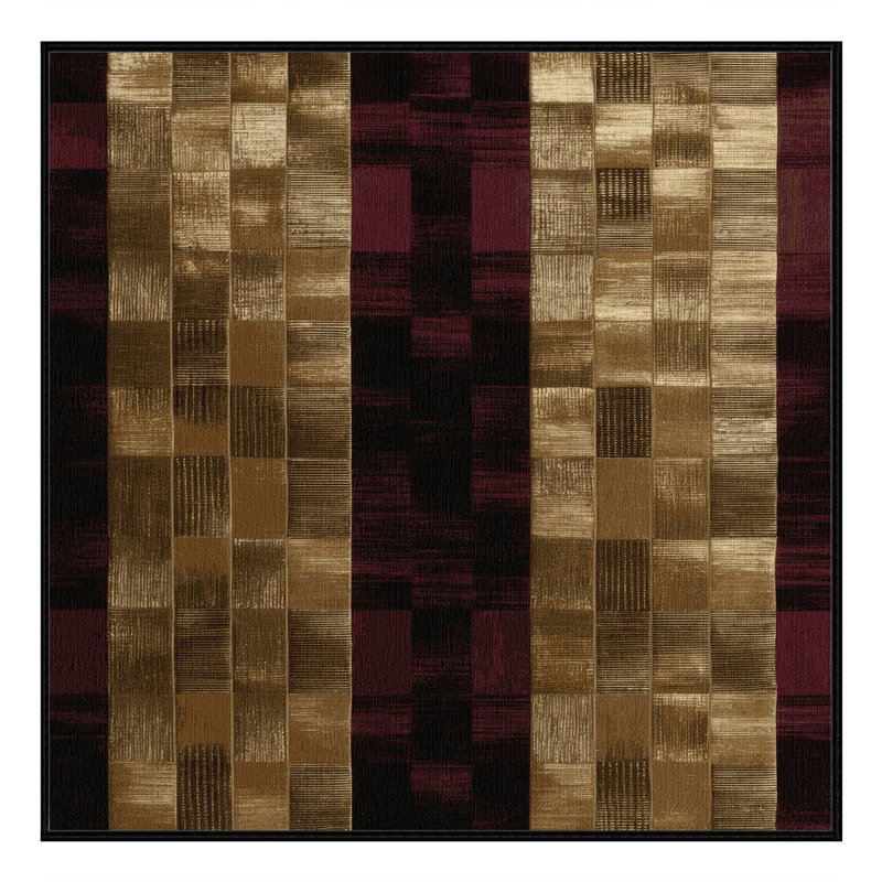 Tapis brun à carreaux lavable à la machine, Carré 3 pi