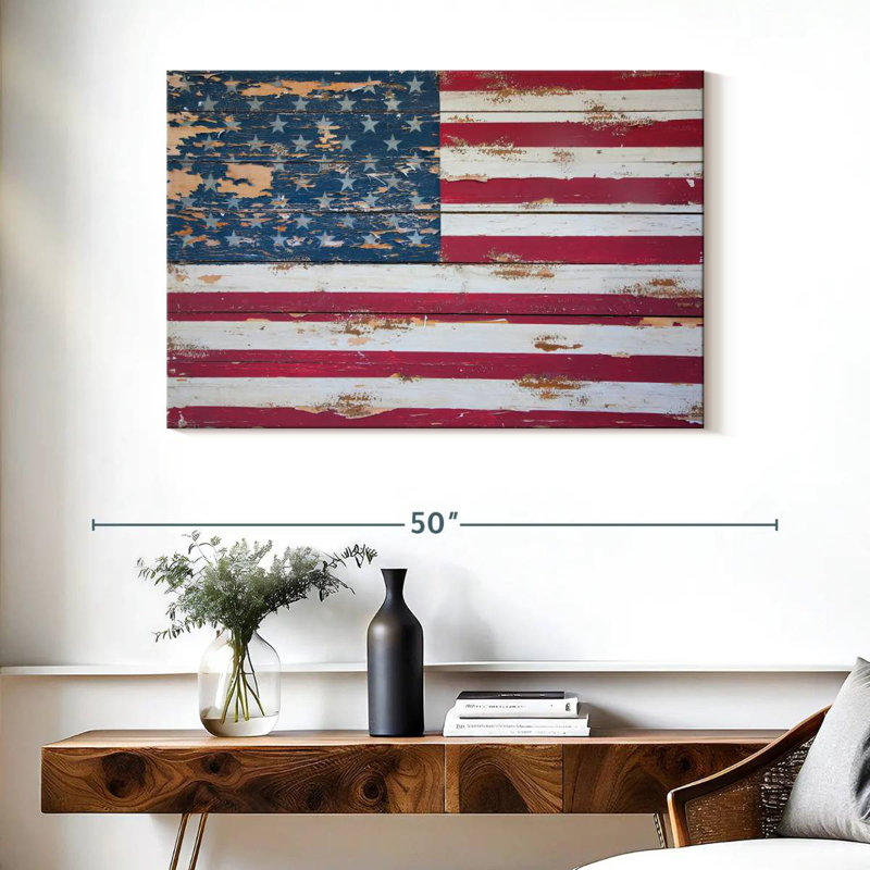 Borges Distressed American Flag, 26" H x 39" W