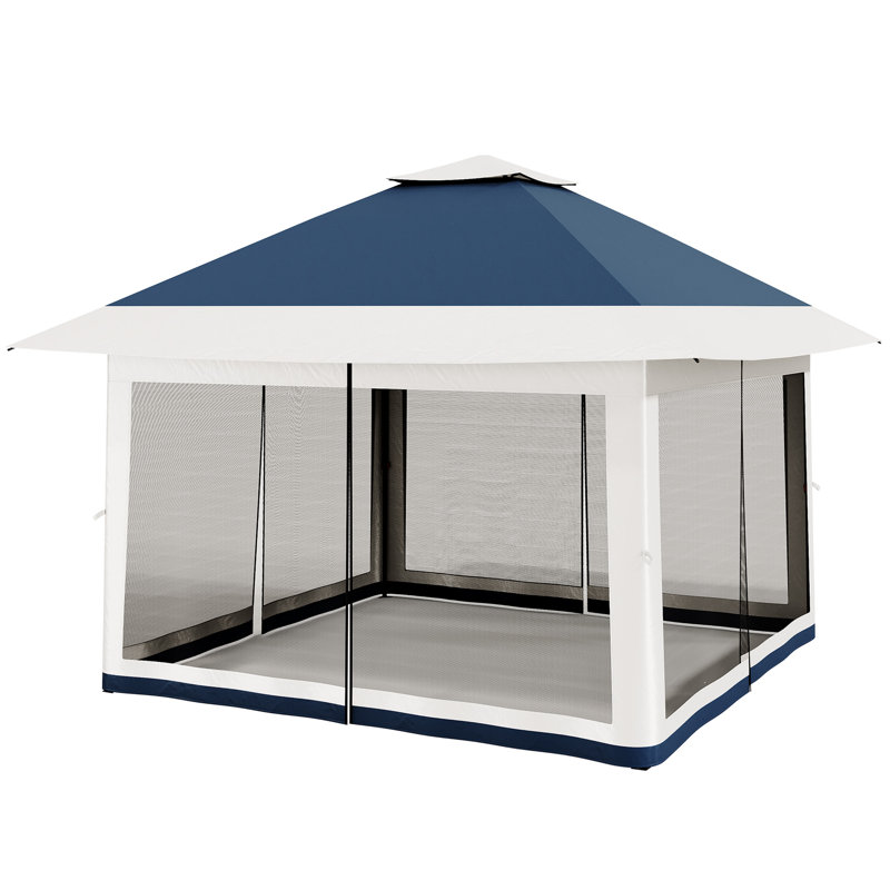 Pop Up Gazebo with Mosquito Net Outdoor Camping Tent Easy Setup for Patio Garden, Blue