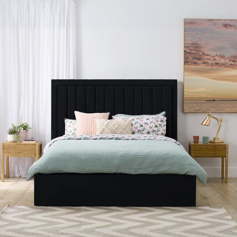 Madry Upholstered Ottoman Storage Bed, Black, Super King (6')